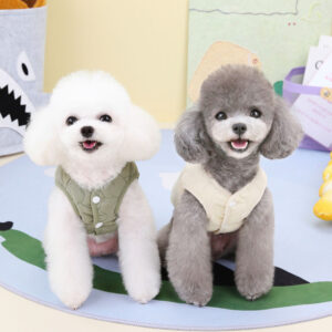 dog vest winter pet clothing coat with leash ring (2)